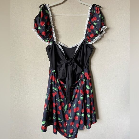 For Love And Lemons Xena Mini Cherry Dress Black Size S - Picture 8 of 10